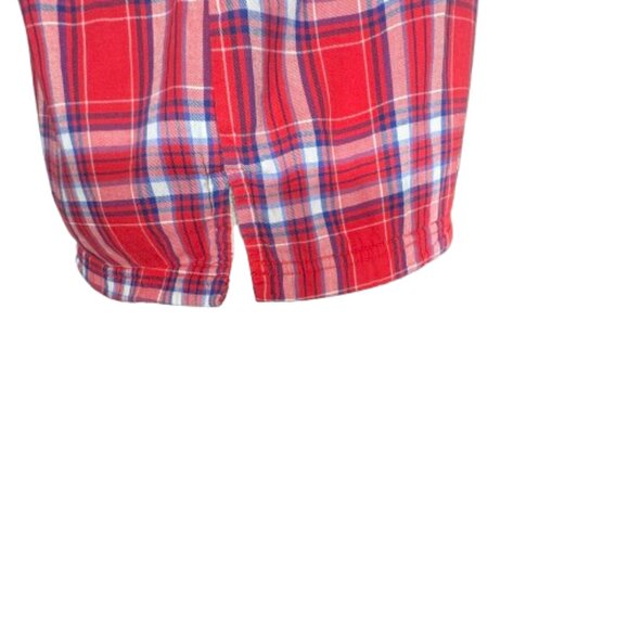 L.L. Bean Red White Blue Plaid Fleece Line Button Up Long Sleeve Shirt - Picture 5 of 8